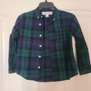 Old Navy Boys Plaid Button-Down Shirt - Navy and Green